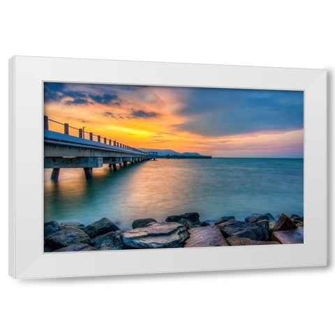 Pier 9 White Modern Wood Framed Art Print by Bolokofsky, Ronald