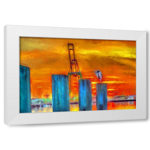 Harbor Sunset White Modern Wood Framed Art Print by Bolokofsky, Ronald