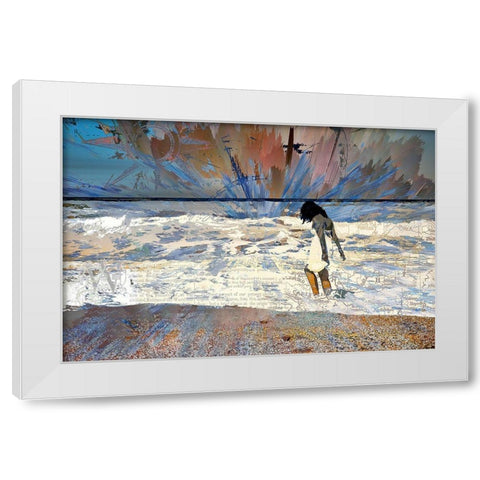 A Walk Along the Surf White Modern Wood Framed Art Print by Bolokofsky, Ronald