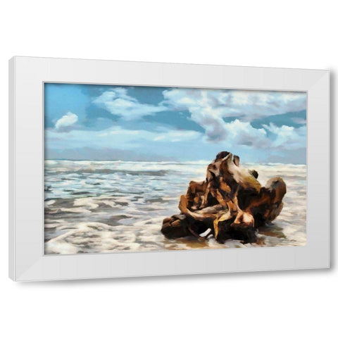 Along the Shore White Modern Wood Framed Art Print by Bolokofsky, Ronald