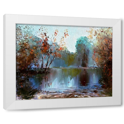 Autumn Pond I White Modern Wood Framed Art Print by Bolokofsky, Ronald