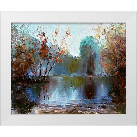Autumn Pond I White Modern Wood Framed Art Print by Bolokofsky, Ronald