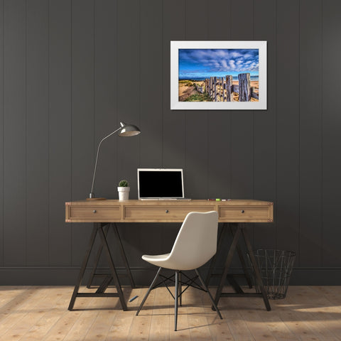 Beach Barrier White Modern Wood Framed Art Print by Bolokofsky, Ronald