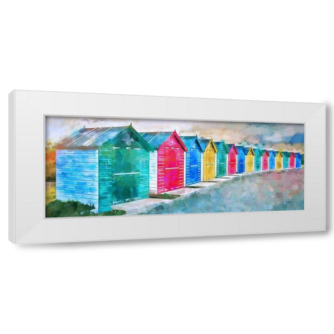 Beach Huts White Modern Wood Framed Art Print by Bolokofsky, Ronald