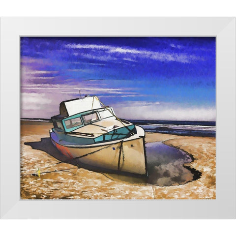 Beached Boat White Modern Wood Framed Art Print by Bolokofsky, Ronald