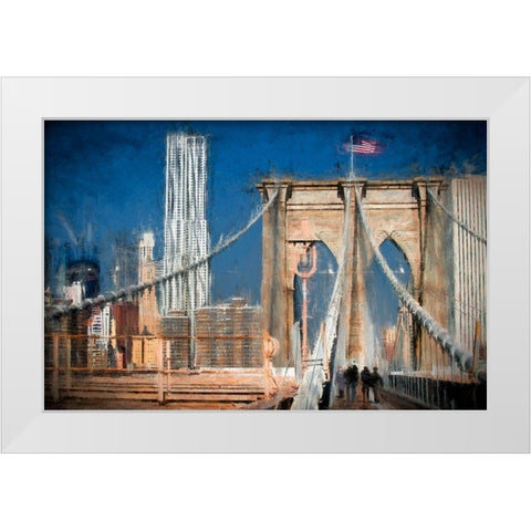 Brooklyn Bridge White Modern Wood Framed Art Print by Bolokofsky, Ronald