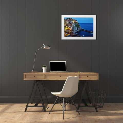 Evening In Manarola White Modern Wood Framed Art Print by Bolokofsky, Ronald