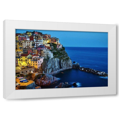 Evening In Manarola White Modern Wood Framed Art Print by Bolokofsky, Ronald