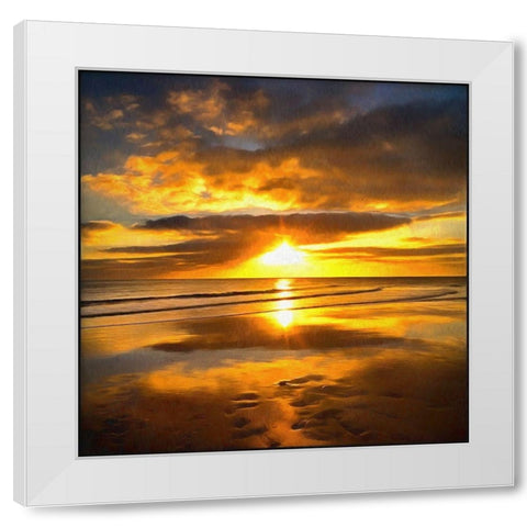 Footsteps  Beneath the Sunset I  White Modern Wood Framed Art Print by Bolokofsky, Ronald