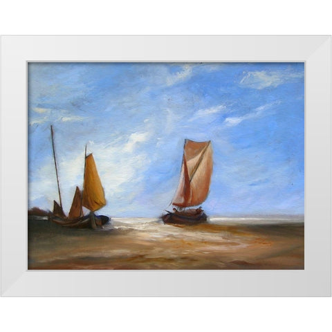 Full Blown Sails White Modern Wood Framed Art Print by Bolokofsky, Ronald