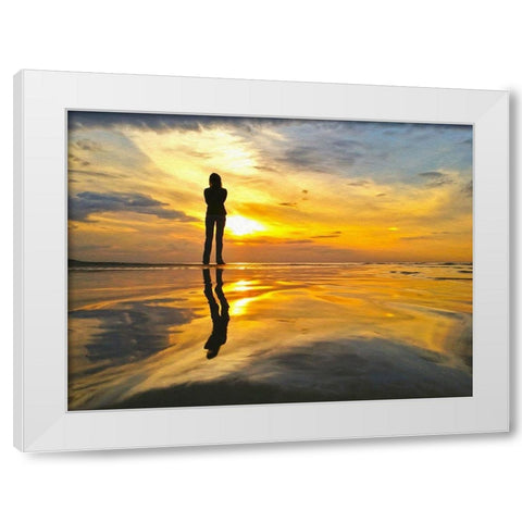Golden Sunset II White Modern Wood Framed Art Print by Bolokofsky, Ronald