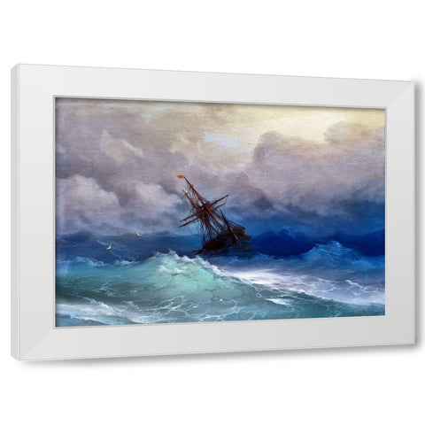 Rough Waters White Modern Wood Framed Art Print by Bolokofsky, Ronald