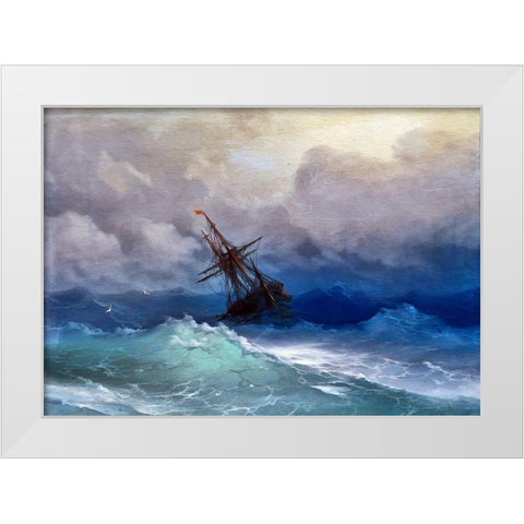 Rough Waters White Modern Wood Framed Art Print by Bolokofsky, Ronald