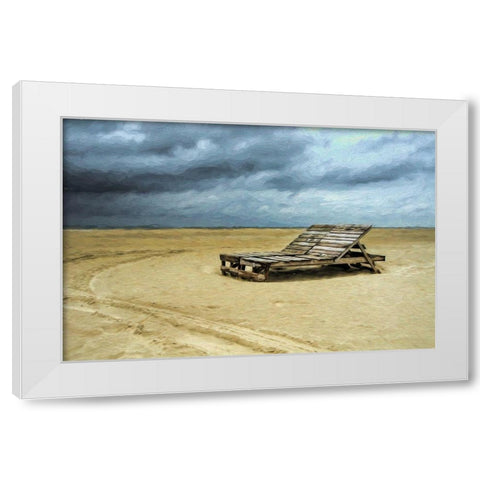 Beach Cots White Modern Wood Framed Art Print by Bolokofsky, Ronald