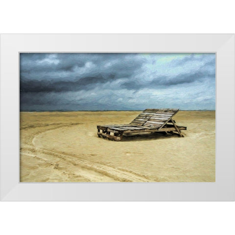 Beach Cots White Modern Wood Framed Art Print by Bolokofsky, Ronald