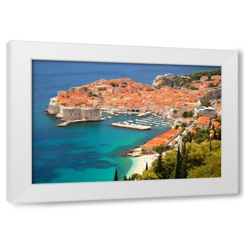 Mediterranean Harbor White Modern Wood Framed Art Print by Bolokofsky, Ronald