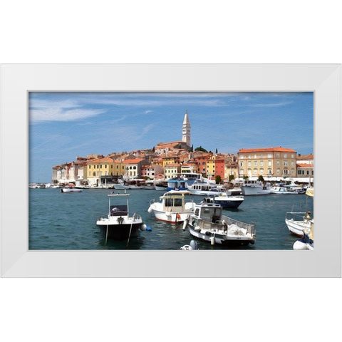 Mediterranean Port White Modern Wood Framed Art Print by Bolokofsky, Ronald