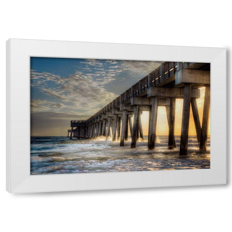 Florida Beach Pier White Modern Wood Framed Art Print by Bolokofsky, Ronald