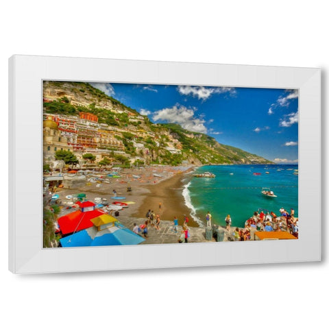 Positano Beach I White Modern Wood Framed Art Print by Bolokofsky, Ronald
