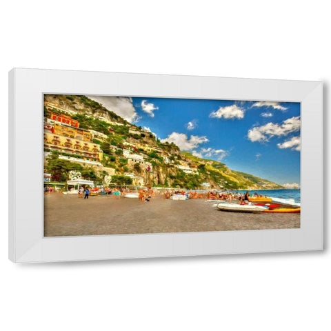 Positano Beach II White Modern Wood Framed Art Print by Bolokofsky, Ronald
