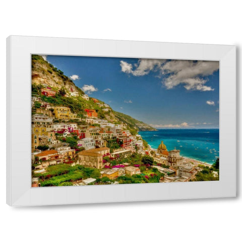 Positano View White Modern Wood Framed Art Print by Bolokofsky, Ronald
