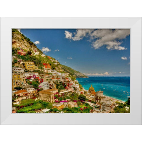 Positano View White Modern Wood Framed Art Print by Bolokofsky, Ronald