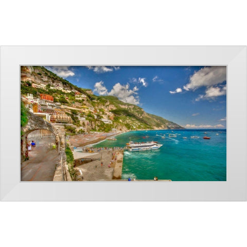 Positano Walk White Modern Wood Framed Art Print by Bolokofsky, Ronald