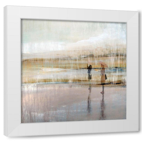 Rainy Day At the Beach White Modern Wood Framed Art Print by Bolokofsky, Ronald