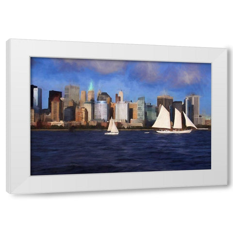 Sailboats White Modern Wood Framed Art Print by Bolokofsky, Ronald