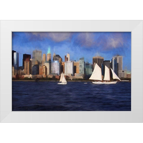 Sailboats White Modern Wood Framed Art Print by Bolokofsky, Ronald