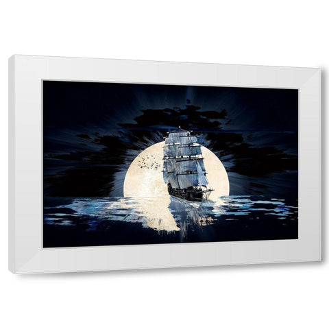 Sailing Into the Night White Modern Wood Framed Art Print by Bolokofsky, Ronald