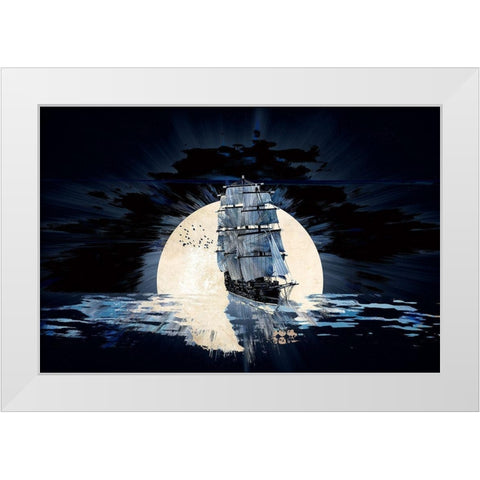Sailing Into the Night White Modern Wood Framed Art Print by Bolokofsky, Ronald