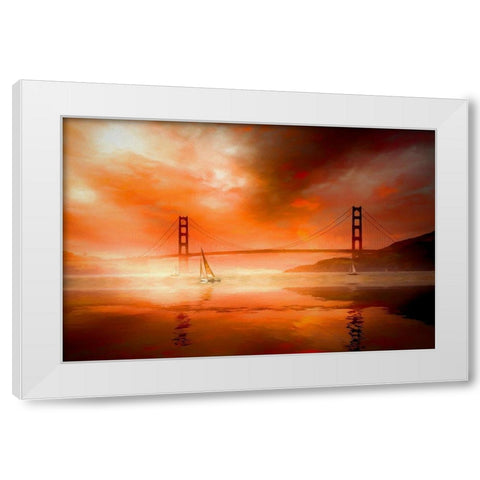 San Francisco Sunset White Modern Wood Framed Art Print by Bolokofsky, Ronald
