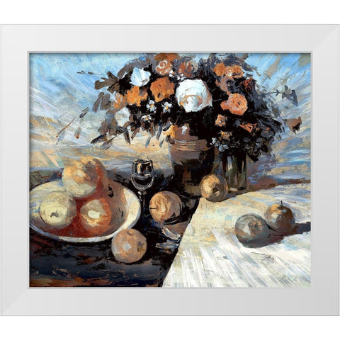 Apples, Flowers and Water II White Modern Wood Framed Art Print by Bolokofsky, Ronald
