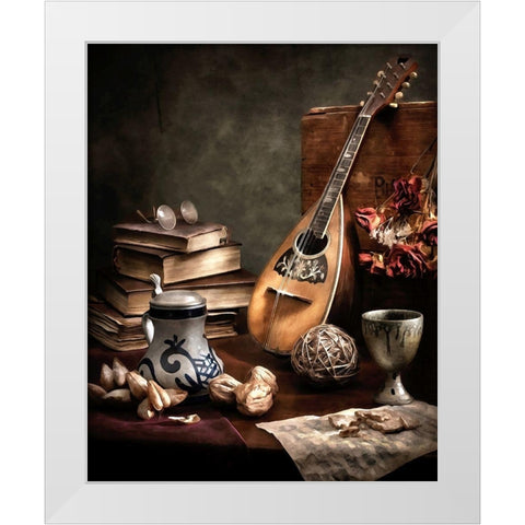 Still Life with Mandolin White Modern Wood Framed Art Print by Bolokofsky, Ronald
