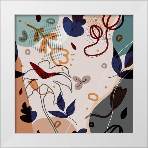 Abstract Flowers 154 White Modern Wood Framed Art Print by Bolokofsky, Ronald