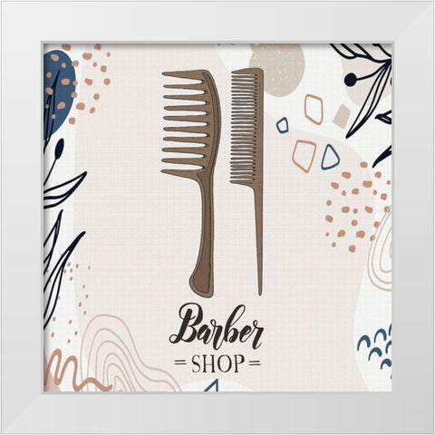 Barber Shop 53 White Modern Wood Framed Art Print by Bolokofsky, Ronald