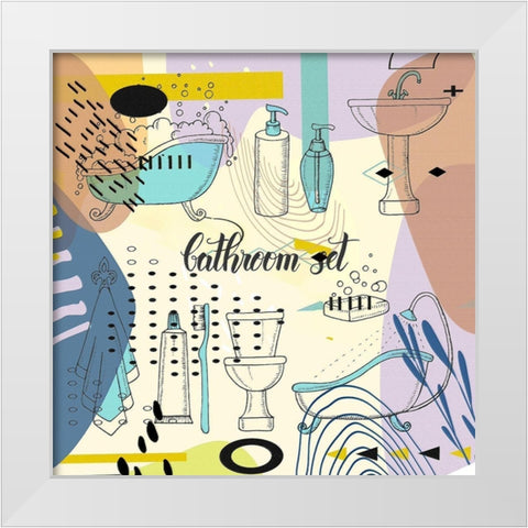 Bathroom Set White Modern Wood Framed Art Print by Bolokofsky, Ronald