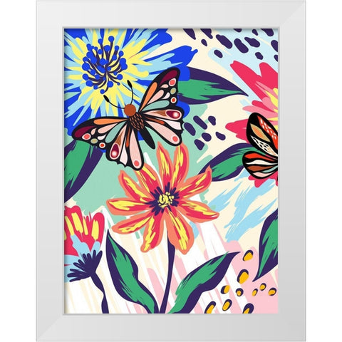 Boho Garden 275 White Modern Wood Framed Art Print by Bolokofsky, Ronald