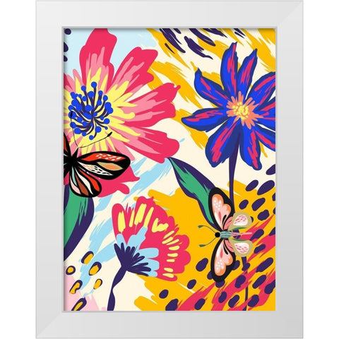 Boho Garden 276 White Modern Wood Framed Art Print by Bolokofsky, Ronald