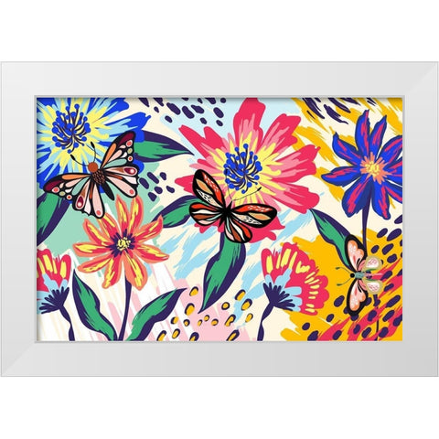 Boho Garden 280 White Modern Wood Framed Art Print by Bolokofsky, Ronald