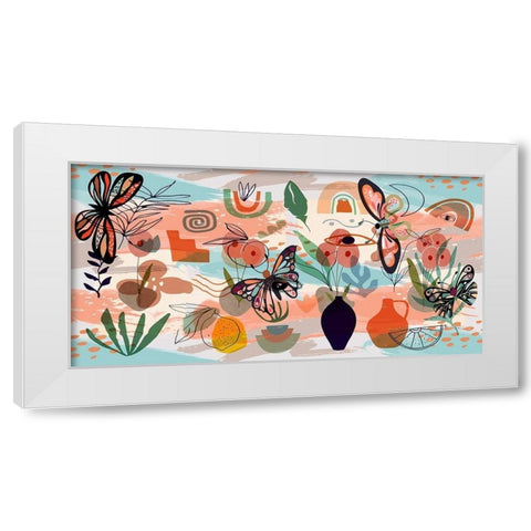 Butterfly Collage 107 White Modern Wood Framed Art Print by Bolokofsky, Ronald