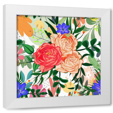 Colorful Garden 681 White Modern Wood Framed Art Print by Bolokofsky, Ronald