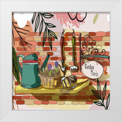 Garden Tools 485 White Modern Wood Framed Art Print by Bolokofsky, Ronald