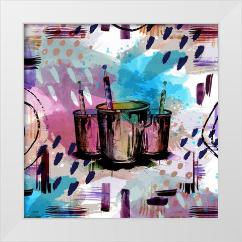 Happy Brushstrokes 256 White Modern Wood Framed Art Print by Bolokofsky, Ronald