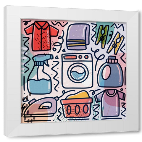 Laundry White Modern Wood Framed Art Print by Bolokofsky, Ronald