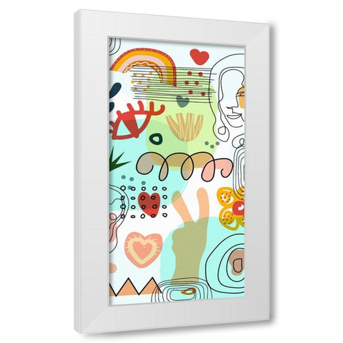 Mid Century Shapes 52B White Modern Wood Framed Art Print by Bolokofsky, Ronald