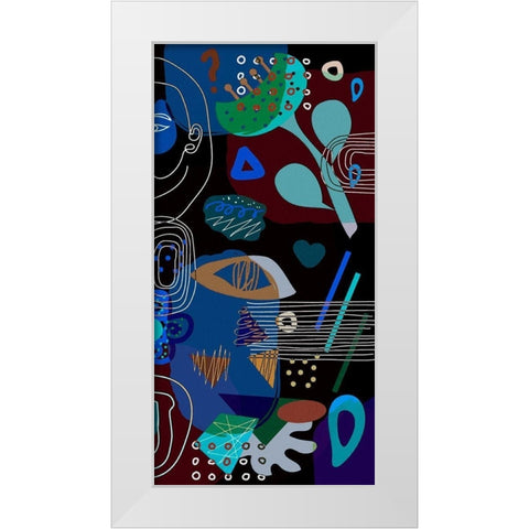 Mid Century Shapes 62C White Modern Wood Framed Art Print by Bolokofsky, Ronald