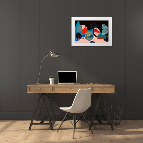 Mid Century Shapes 535 White Modern Wood Framed Art Print by Bolokofsky, Ronald
