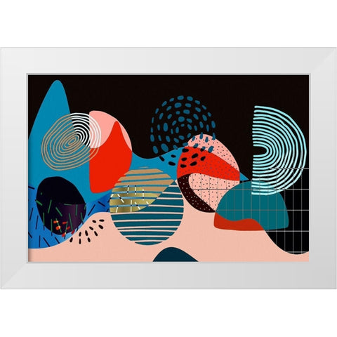 Mid Century Shapes 535 White Modern Wood Framed Art Print by Bolokofsky, Ronald